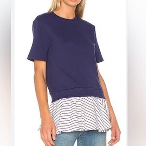 Carven t shirt baby with striped shirt underneath in blue - NWT sz s